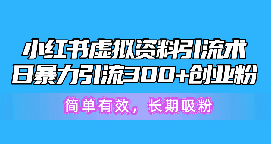 小红书虚拟资料引流术，日暴力引流300 创业粉，简单有效，长期吸粉-臭虾米项目网