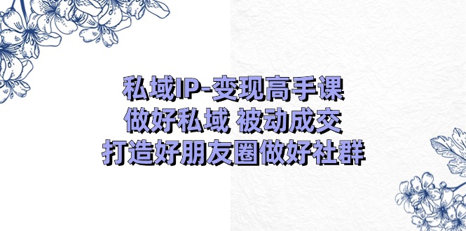 私域IP变现高手课：做好私域被动成交，打造好朋友圈做好社群（18节）-臭虾米项目网