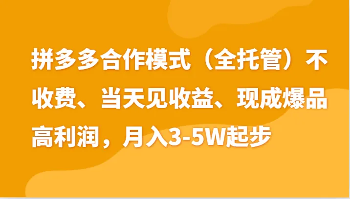 最新拼多多全托管模式详解：快速提升销量的实用技巧