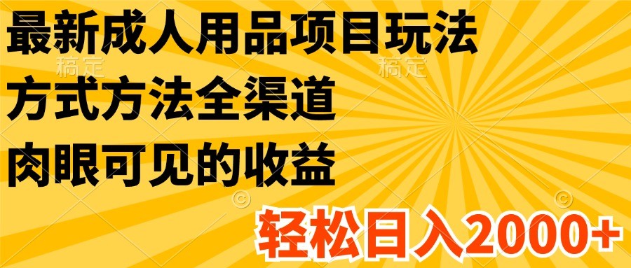 最新成人用品项目玩法，方式方法全渠道，肉眼可见的收益，轻松日入2000-臭虾米项目网