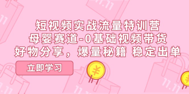 短视频实战流量特训营，母婴赛道0基础带货，好物分享，爆量秘籍稳定出单-臭虾米项目网