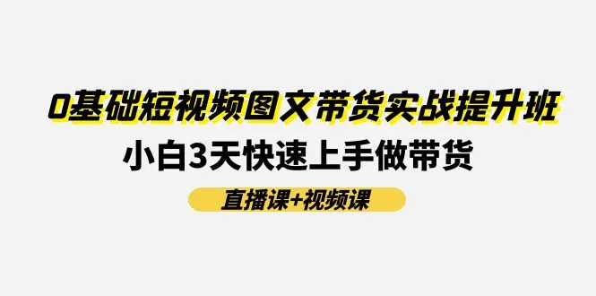 0基础短视频图文带货实战：3天快速上手技巧