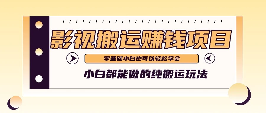 零基础小白如何轻松入门影视搬运项目