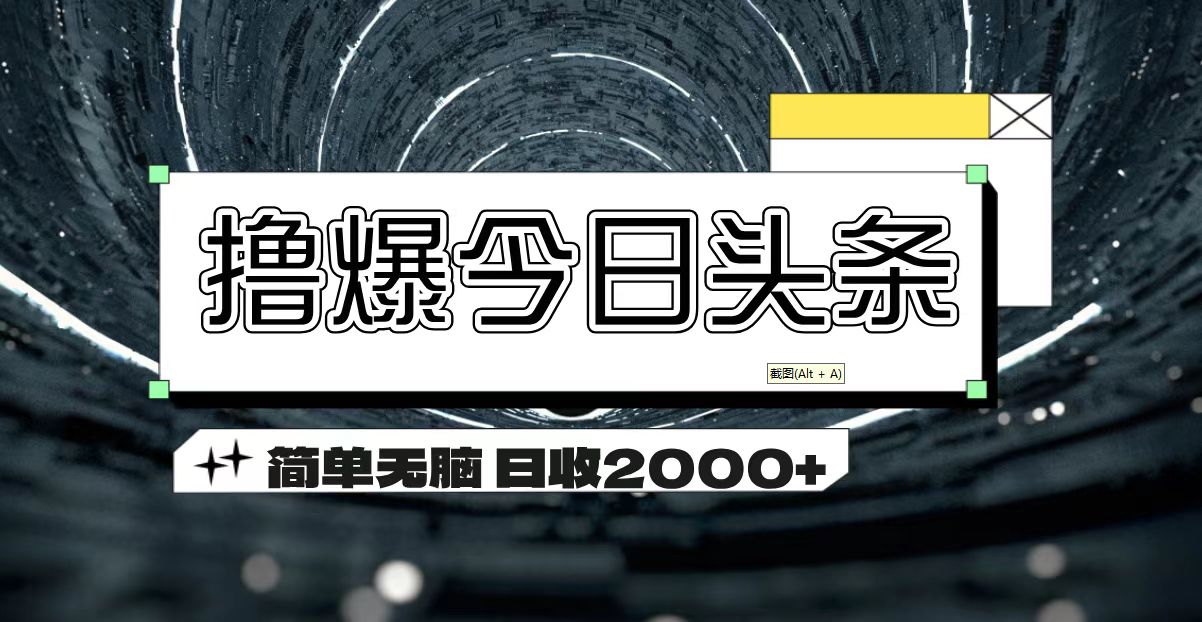 撸爆今日头条简单无脑操作日收2000-臭虾米项目网