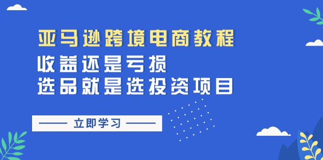 亚马逊跨境电商教程：收益还是亏损！选品就是选投资项目-臭虾米项目网